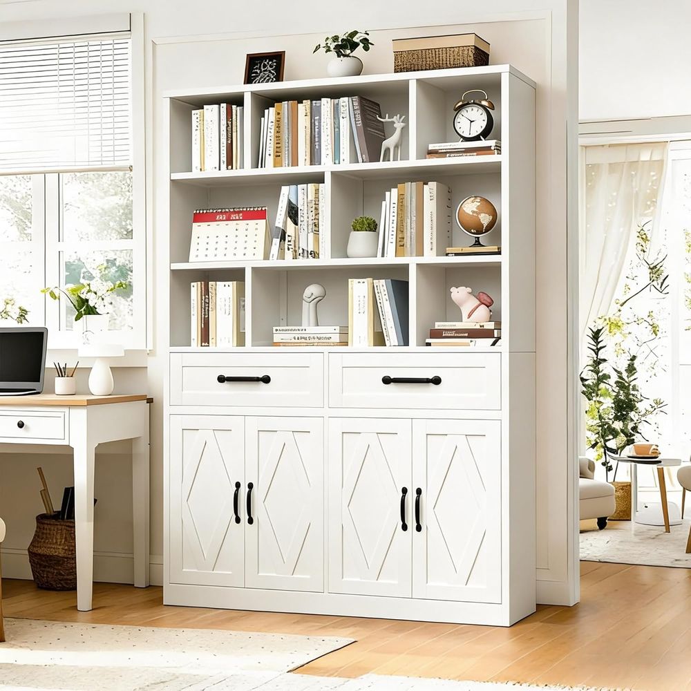 Home & Hotel Textiles Private Limited - Sturdy Metal Tall Bookcase with Cabinet,
