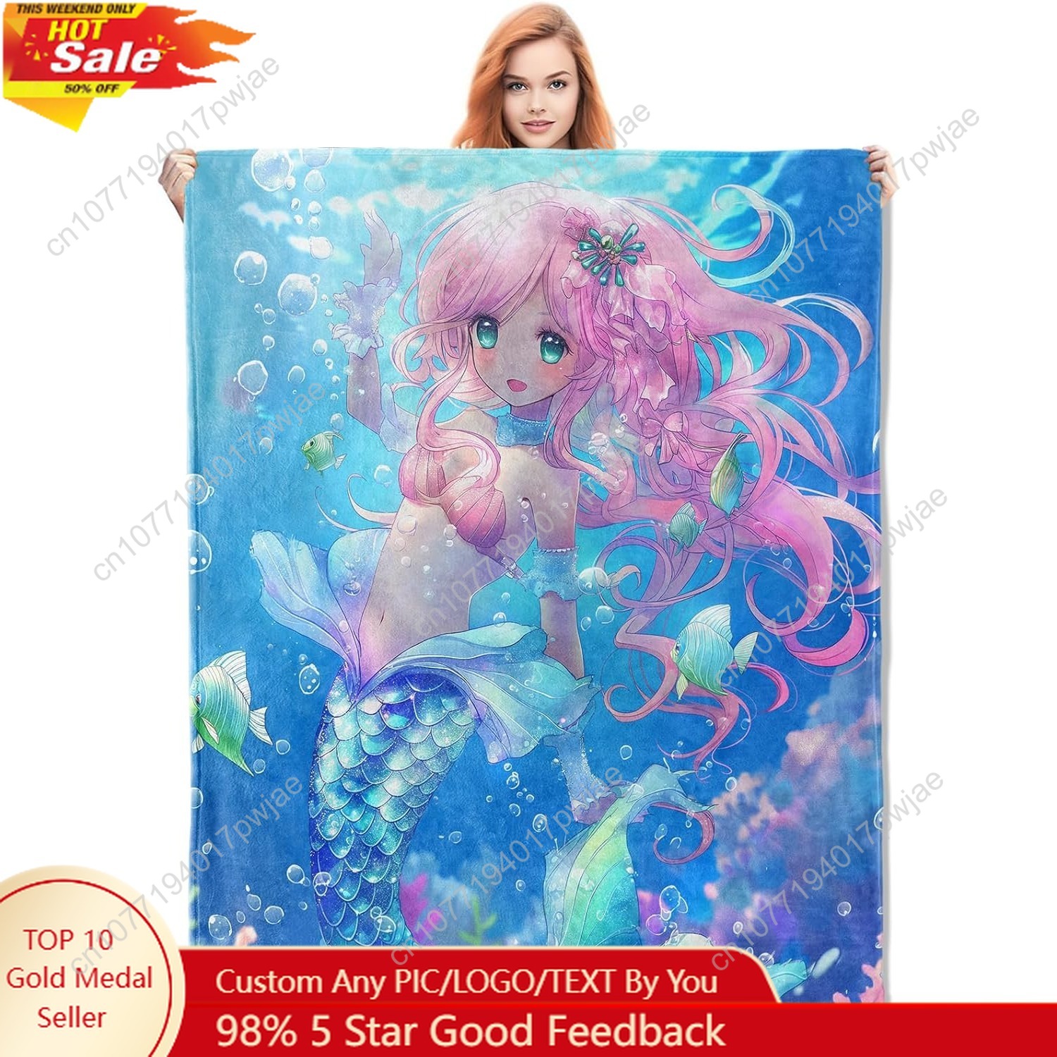 Home Textiles Towel - Cute Mermaid Blanket Cartoon Flannel Throw