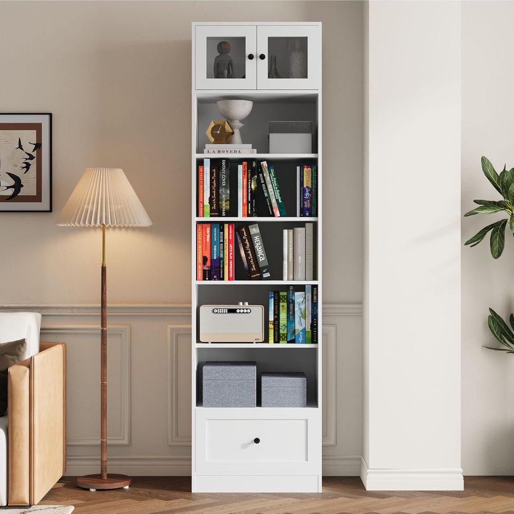 Home & Hotel Textiles Private Limited - 7-Tier Glass Door Bookcase, 85.5 Tall,
