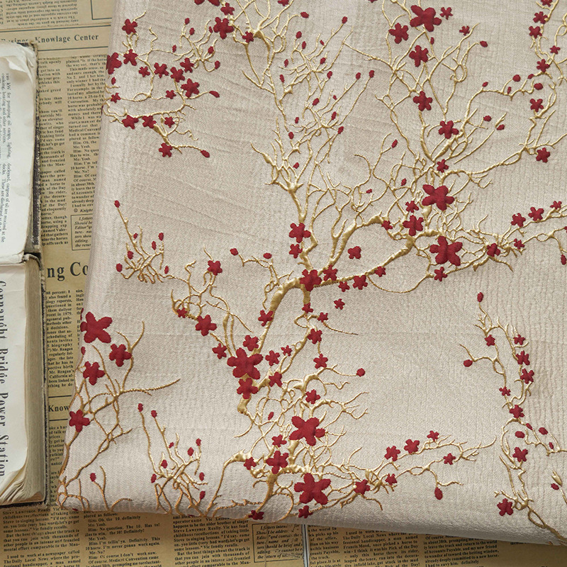 Luxury Red Plum Blossom Jacqua – Luxury Home Textiles Usa recenzja i cena