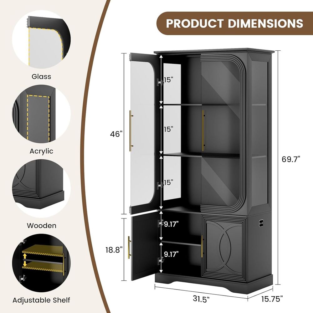 69 Tall Glass Display Cabinet  – Home & Hotel Textiles Private Limited recenzja i cena