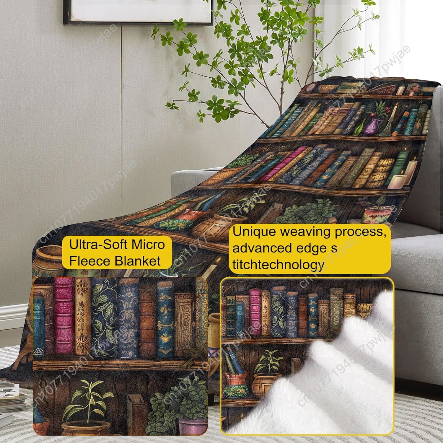 Vintage Bookshelf Blanket Read – Home Textiles Towel recenzja i cena