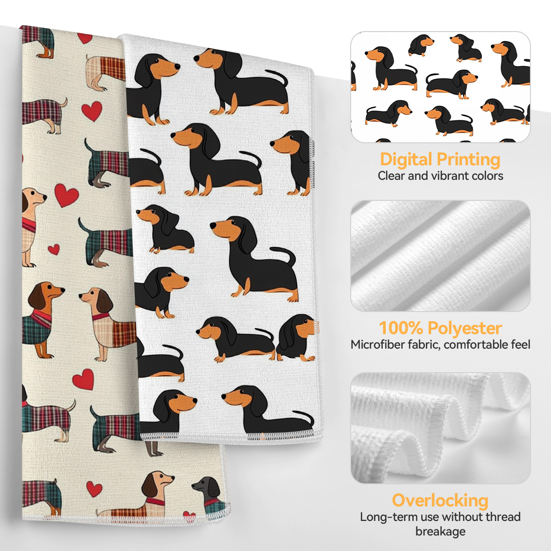 2 Pcs Dachshund Printed Kitche – Home Textiles Towel recenzja i cena
