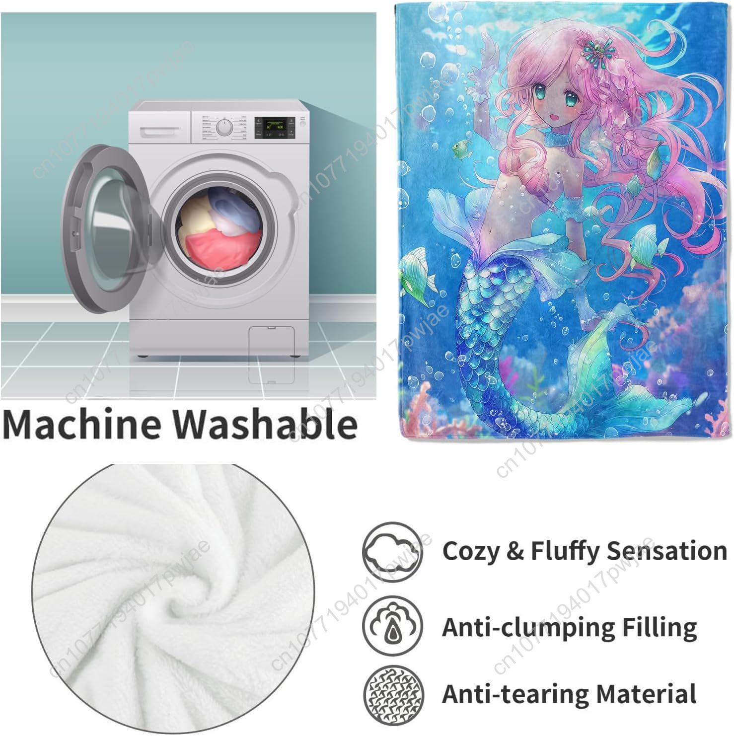 Cute Mermaid Blanket Cartoon F – Home Textiles Towel recenzja i cena