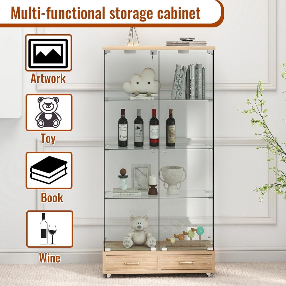 4-Tier Glass Cabinet with LED  – Home & Hotel Textiles Private Limited recenzja i cena