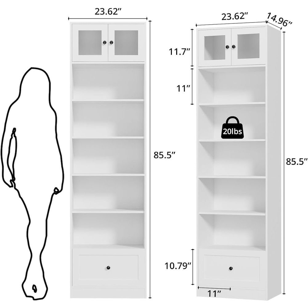 7-Tier Glass Door Bookcase, 85 – Home & Hotel Textiles Private Limited recenzja i cena