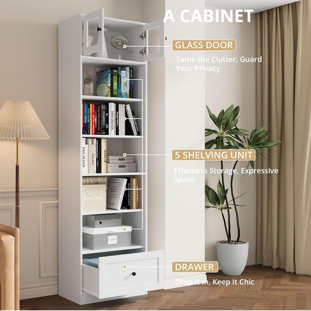 7-Tier Glass Door Bookcase, 85 – Home & Hotel Textiles Private Limited recenzja i cena