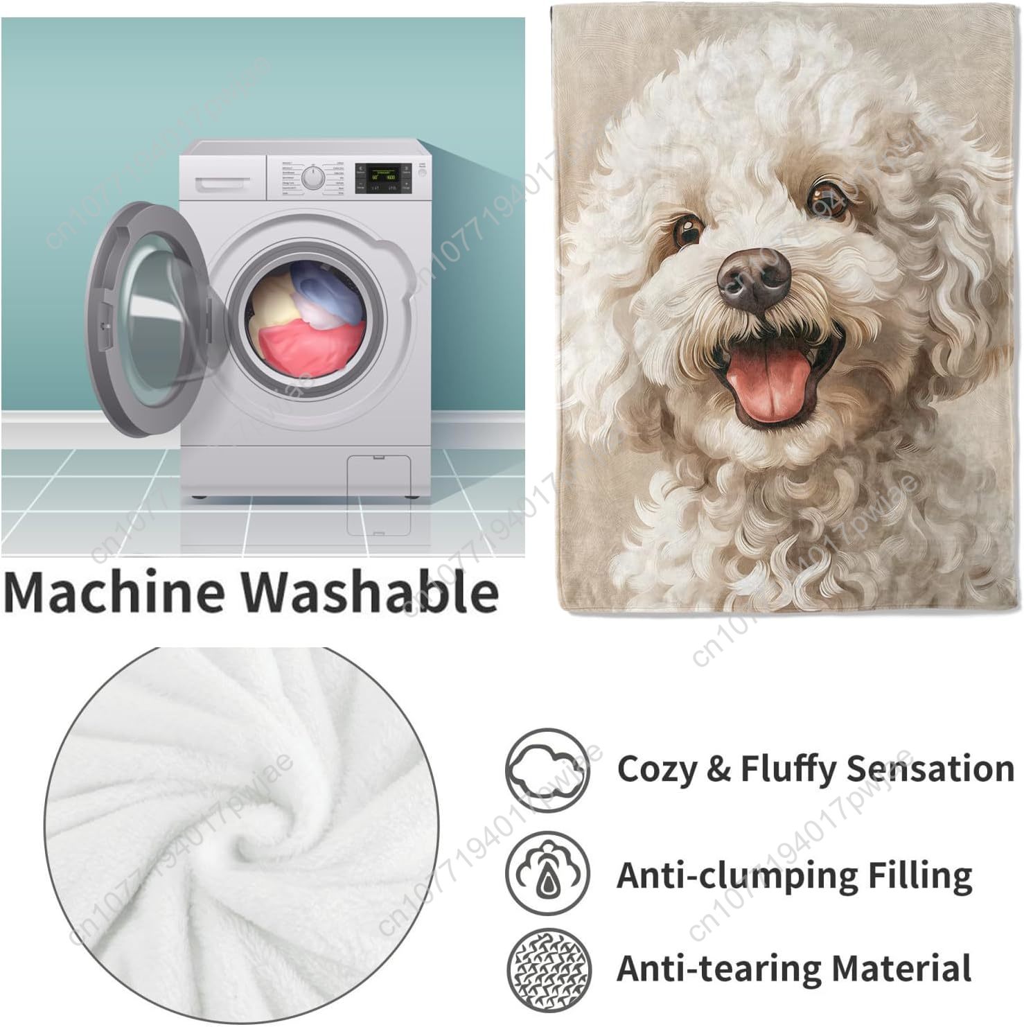 Joyful Poodle Portrait Blanket – Home Textiles Towel recenzja i cena